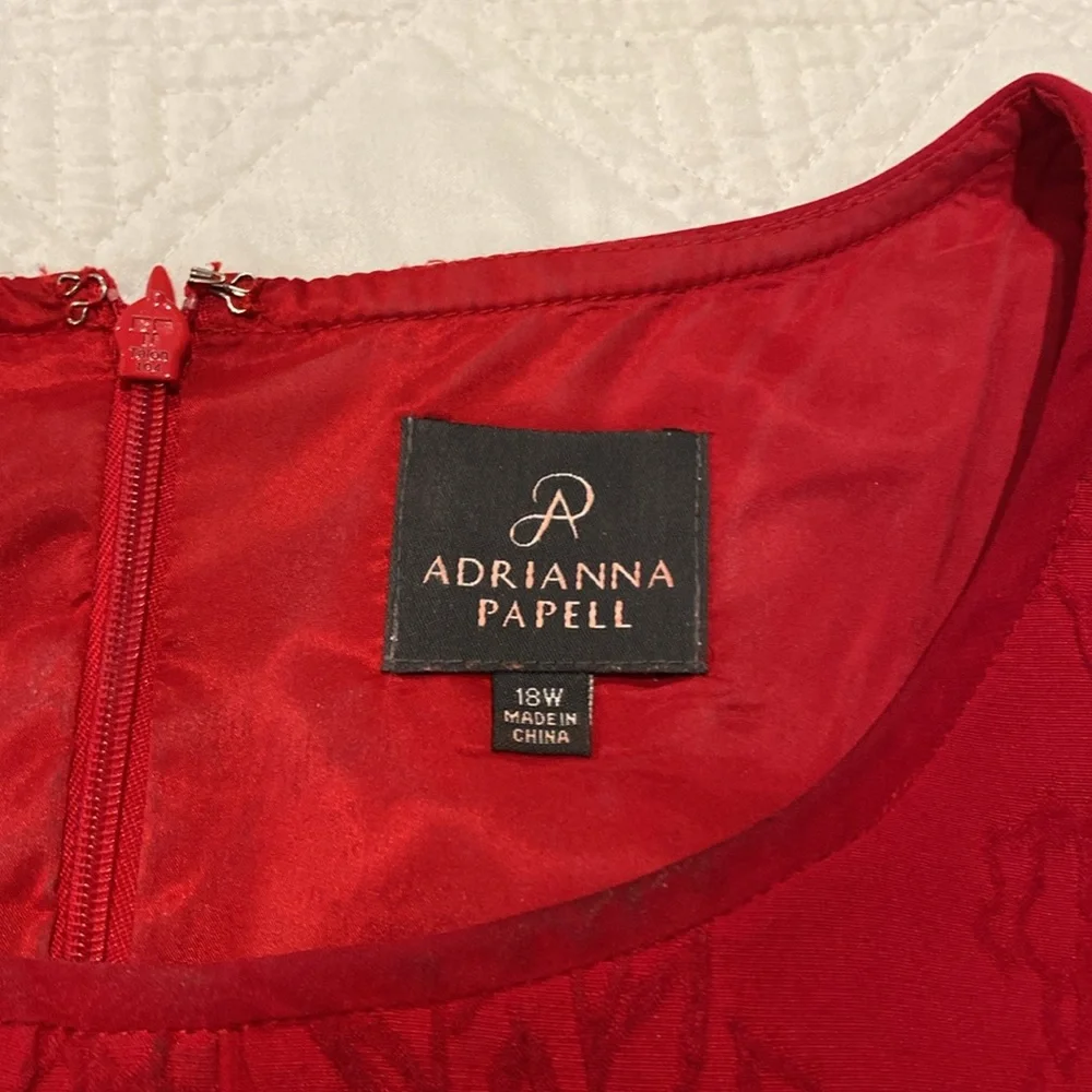 Adrianna Papell red A-line cocktail dress Size 18W fully lined zipper in back - Picture 11 of 12